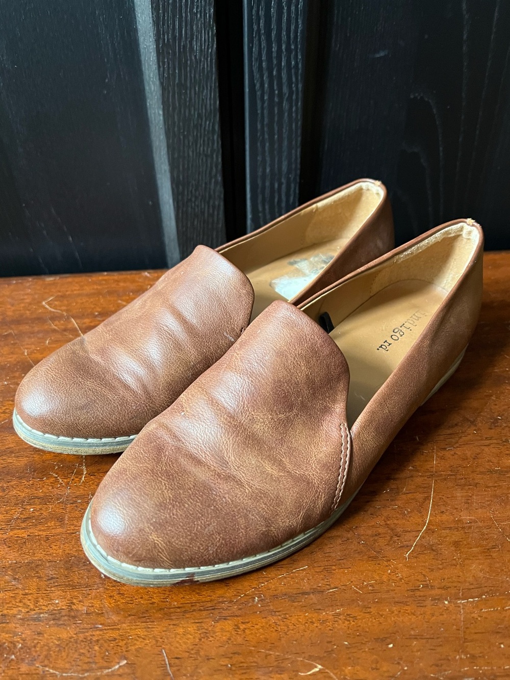Leather Slip-On Loafers in Brown